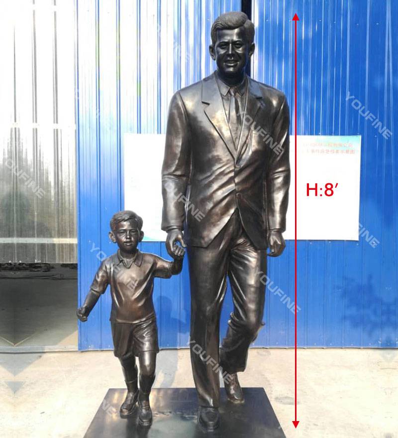 Life Size Bronze John Fitzgerald Kennedy with Child Statue for Sale