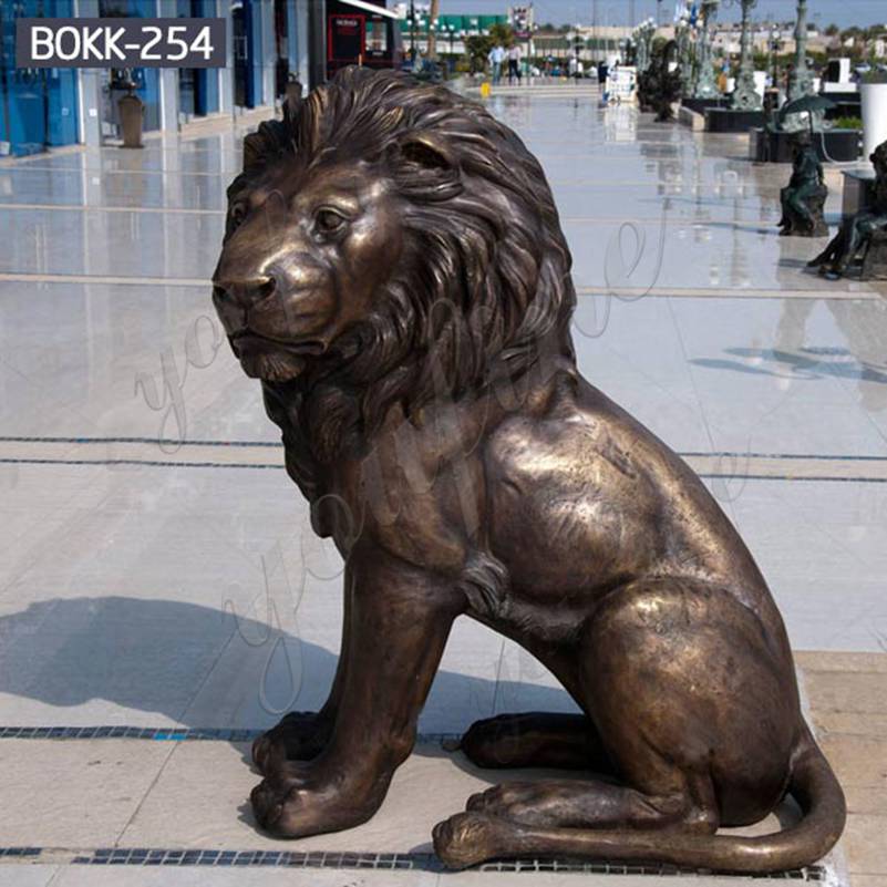 Life Size Bronze Squatting Lion Statue Outdoor for Sale