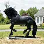 Life size bronze Friesian horse statue private home garden landscaping