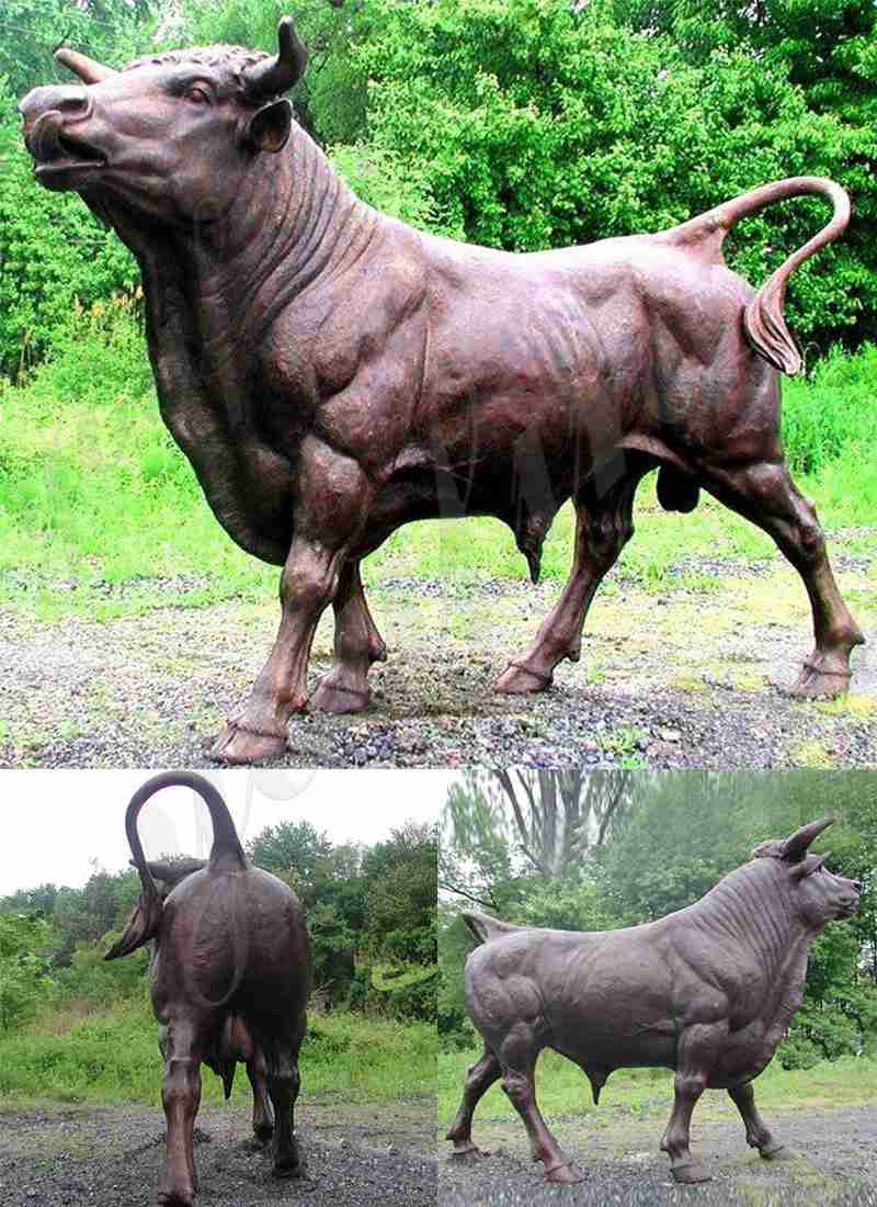 Large Outdoor Antique Strong Bronze Bull Statue for Sale BOKK-684 - Bronze Animal Sculpture - 2