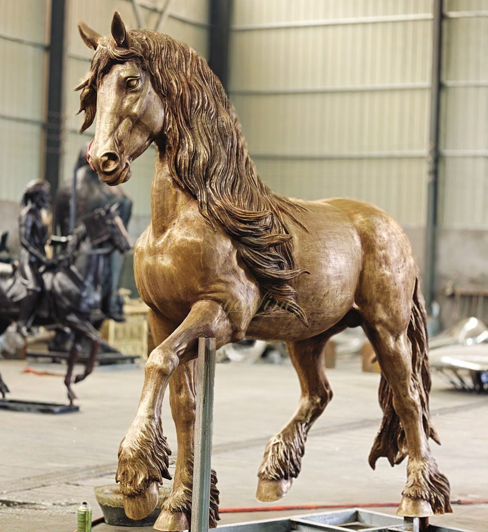 patina Bronze Friesian Horse Statue