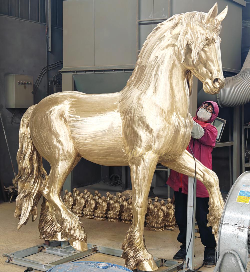 polish Bronze Friesian Horse Statue