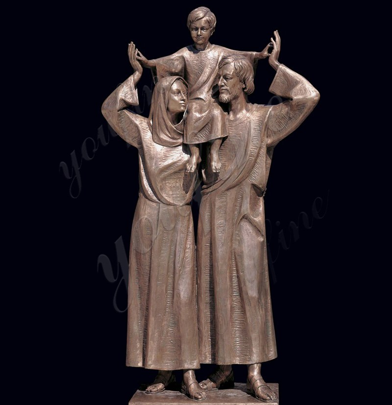 Catholic Cast Bronze Holy Family Outdoor Statue for Sale BOKK-602 - Bronze Religious Sculpture - 3