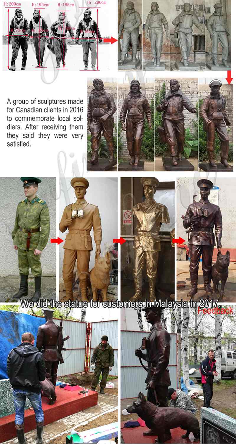 Customized Life Size Bronze Soldier Garden Statues Suppliers BOKK-33 - Bronze Military Statues - 2