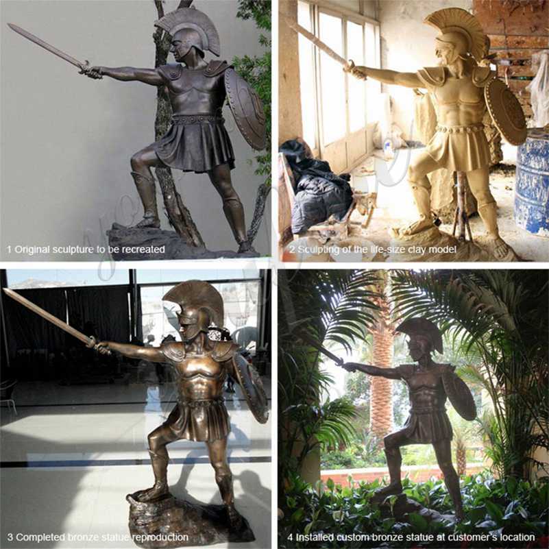 Life Size Customized Trojan Warrior Bronze Statue for Sale BOKK-480 - Bronze Military Statues - 2