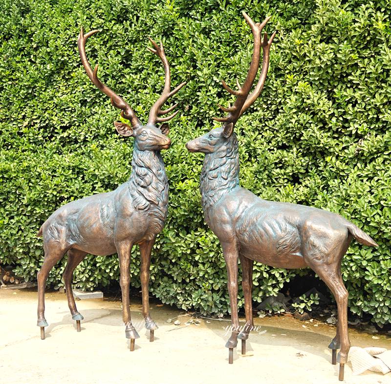 Metal standing Deer Statue