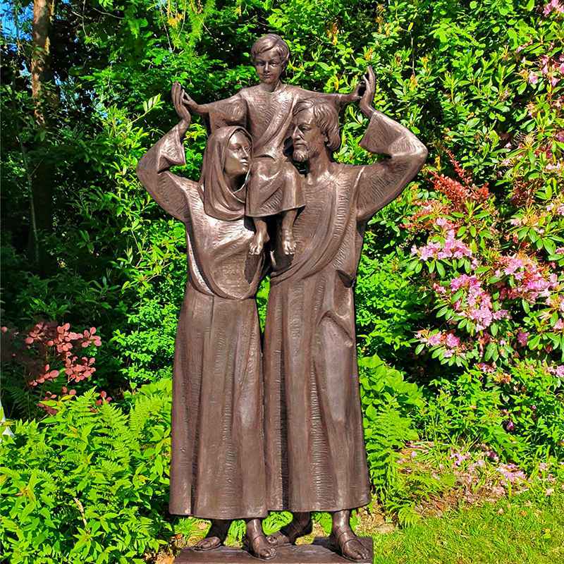 Catholic Cast Bronze Holy Family Outdoor Statue for Sale BOKK-602 - Bronze Religious Sculpture - 2