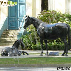 Life Size Antique Bronze Mare with Foal Sculptures Supplier BOKK-866