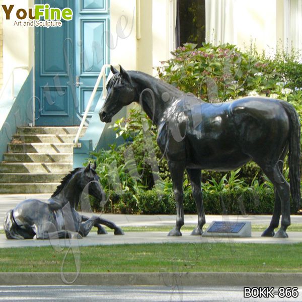 Antique Bronze Mare with Foal Sculptures Supplier