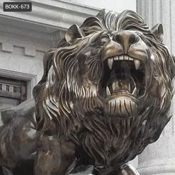 Bronze Lion Statue for Front Porch Bank Decor