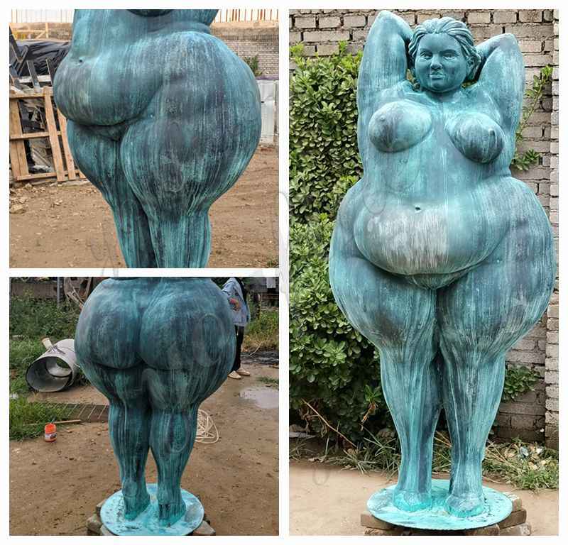 Bronze fat woman statue detail