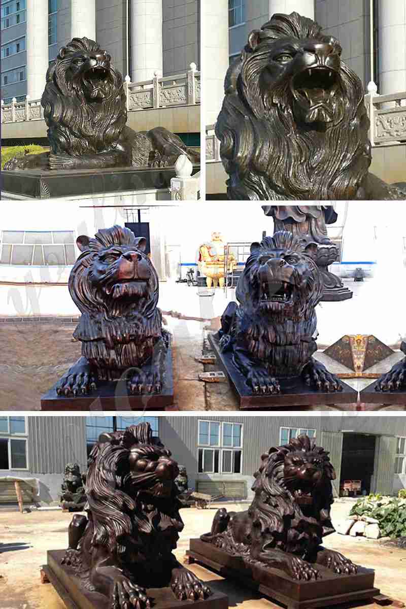 Cast Bronze Guardian Lion Statues for Front Porch Suppliers BOKK-662 - Bronze Lion Statues - 1