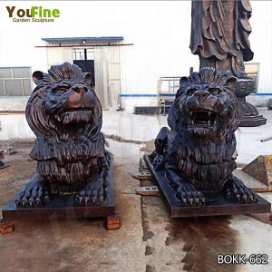 Cast Bronze Guardian Lion Statues for Front Porch Suppliers BOKK-662