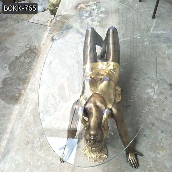 Custom Made Bronze Woman Statue Coffee Table