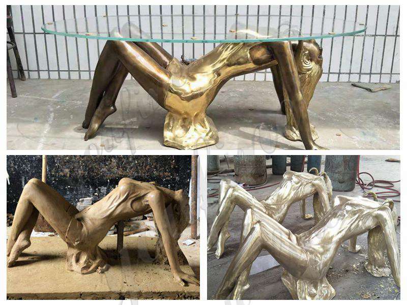 Custom Made Bronze Woman Statue Coffee Table for Sale BOKK-765 - Bronze Figure Sculpture - 1