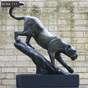Large Outdoor Black Bronze Leopard Statue for Sale BOKK-717