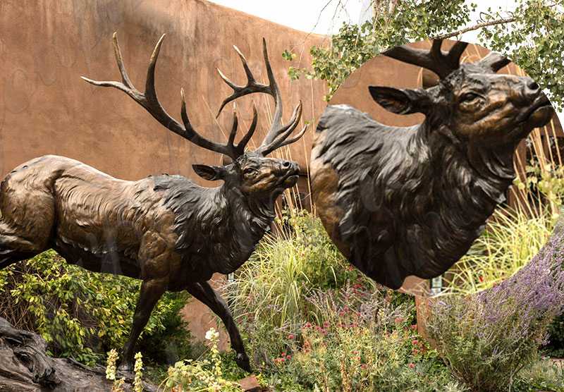 Outdoor Large Bronze Elk Garden Statue for Sale BOKK-698 - Bronze Deer Sculpture - 2