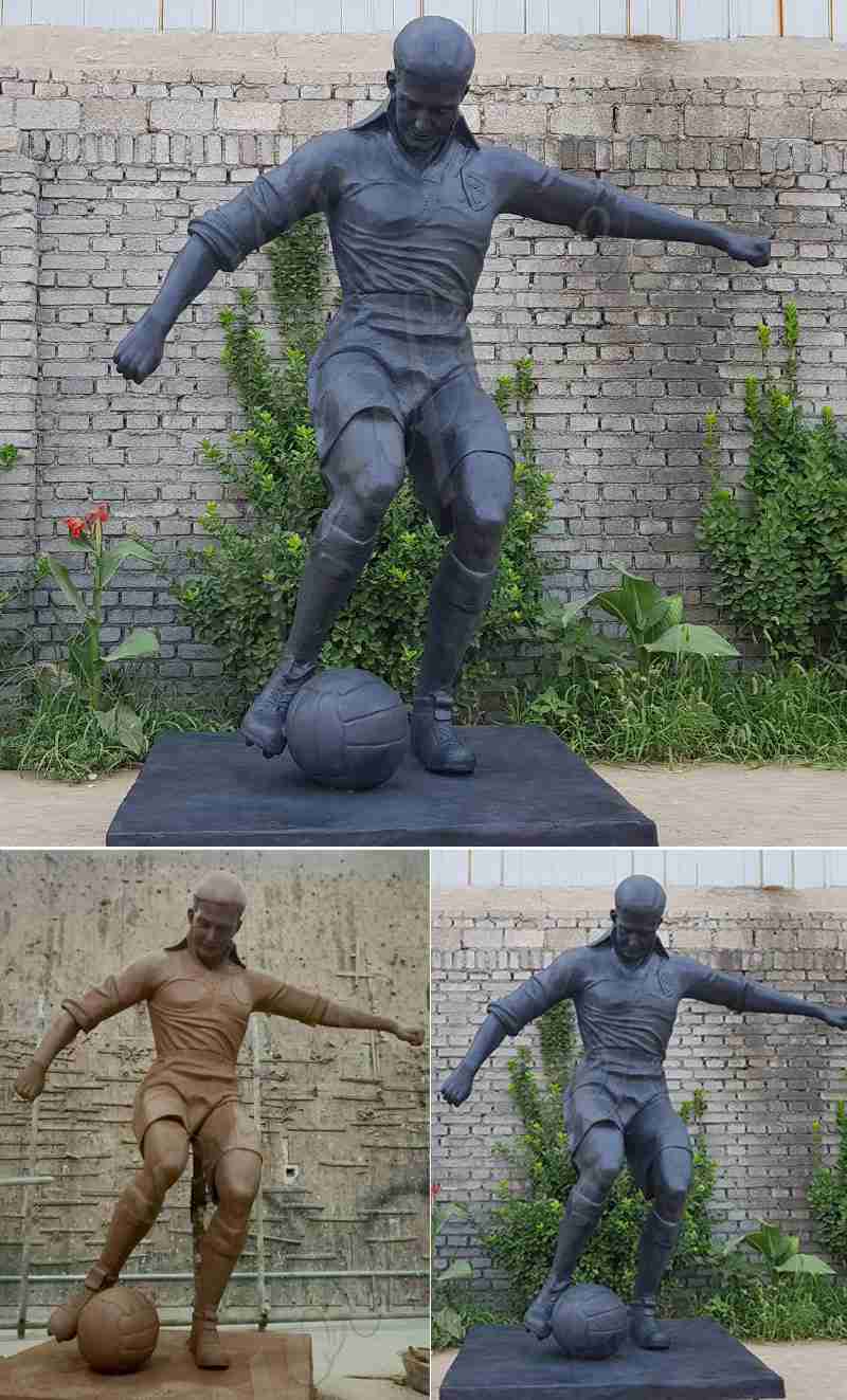 Custom Made Life Size Bronze Man Playing Football Statue for Sale BOKK-555 - Bronze Figure Sculpture - 1