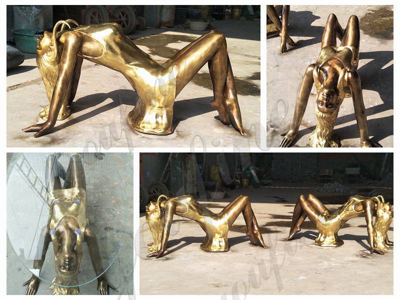 Bronze Woman Sculpture Coffee Table for Sale BOKK-765 - Bronze Figure Sculpture - 2