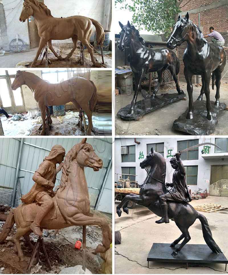 Life Size Antique Bronze Mare with Foal Sculptures Supplier BOKK-866 - Bronze Animal Sculpture - 2