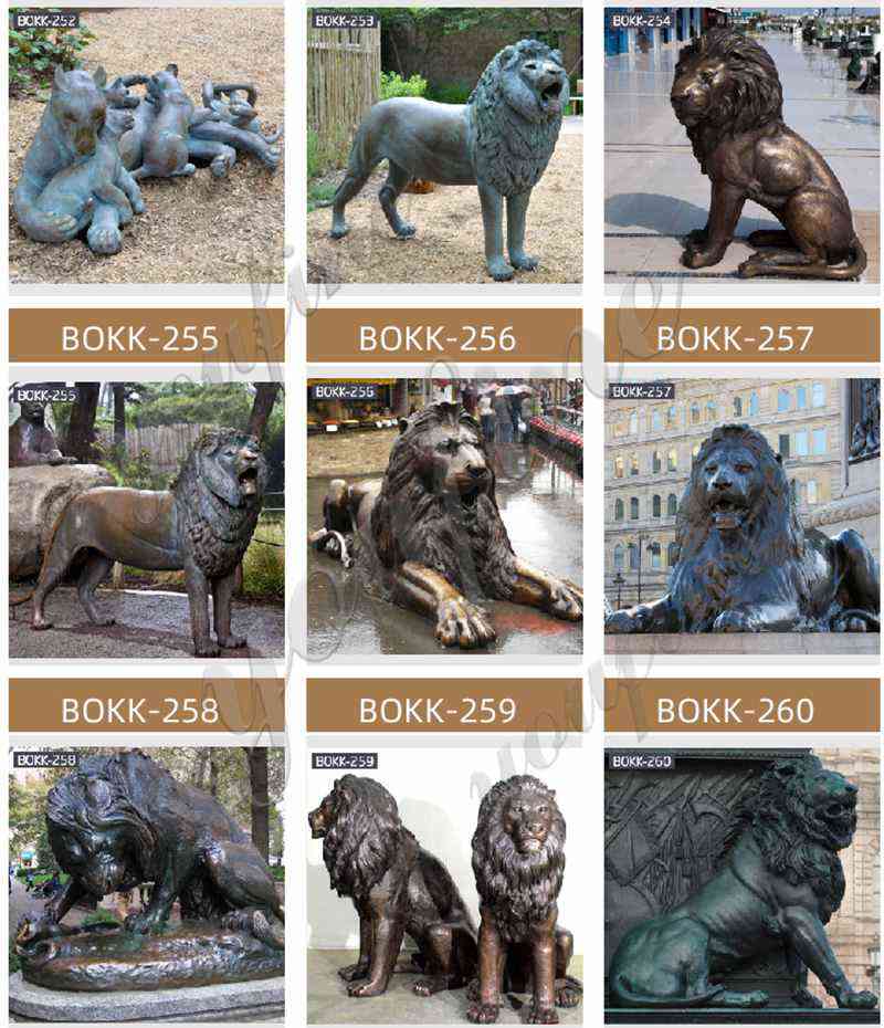 Large Bronze Lion Statue for Front Porch Bank Decor Suppliers BOKK-673 - Bronze Lion Statues - 6