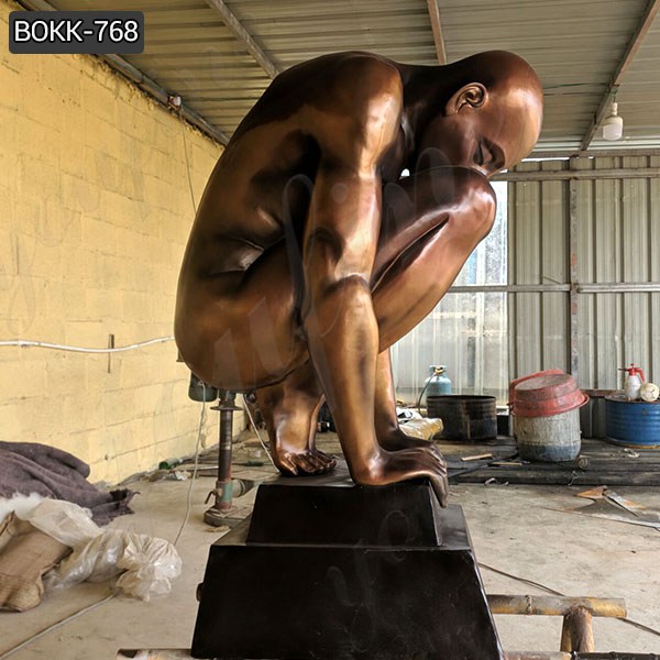 Antique Casting Bronze Nude Man Statue