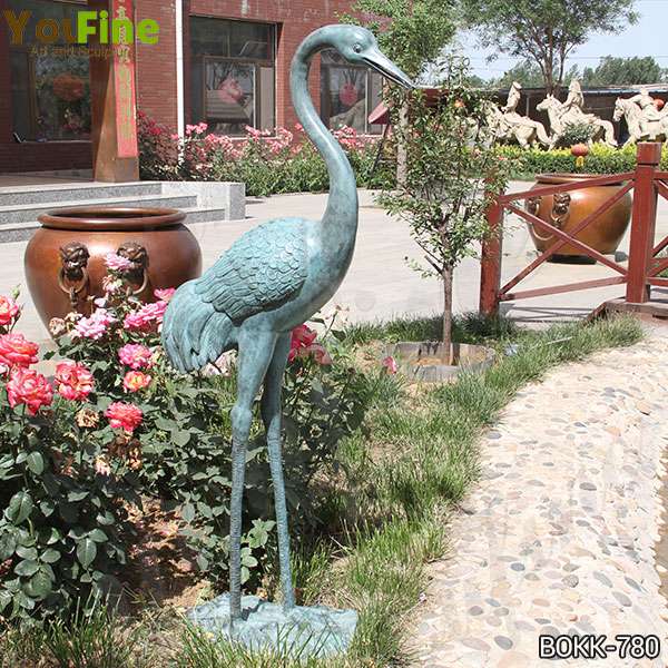 Antique Life Size Bronze Crane Bird Statue for Garden for Sale