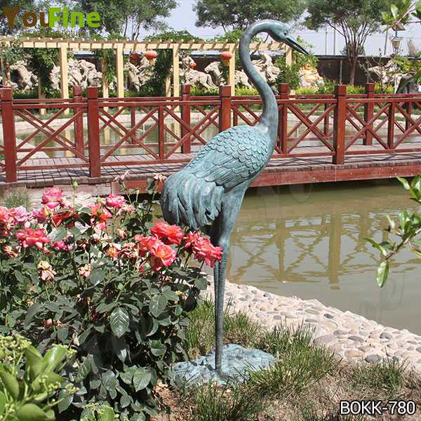 Antique Life Size Bronze Crane Bird Statue for Garden