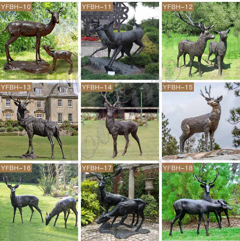 Outdoor Bronze Doe and Deer Statue for the Yard Factory Supply BOKK-287 - Bronze Deer Sculpture - 4