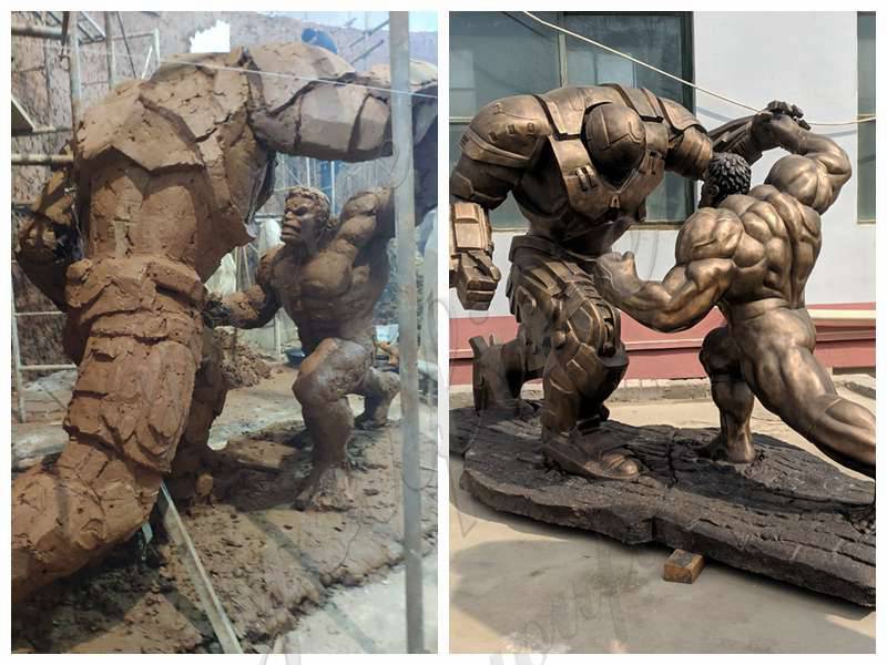 Movie Star Large Hulk and Samurai Bronze Statue Suppliers BOKK-776 - Modern Bronze Sculpture - 1