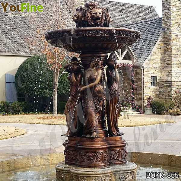 Large Outdoor Bronze Garden Fountain with Maiden Statues