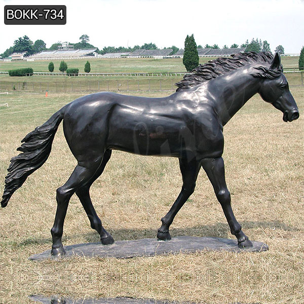 Lifesize Standing Bronze Black Horse Statue BOKK-734 - Bronze Horse Statues - 1