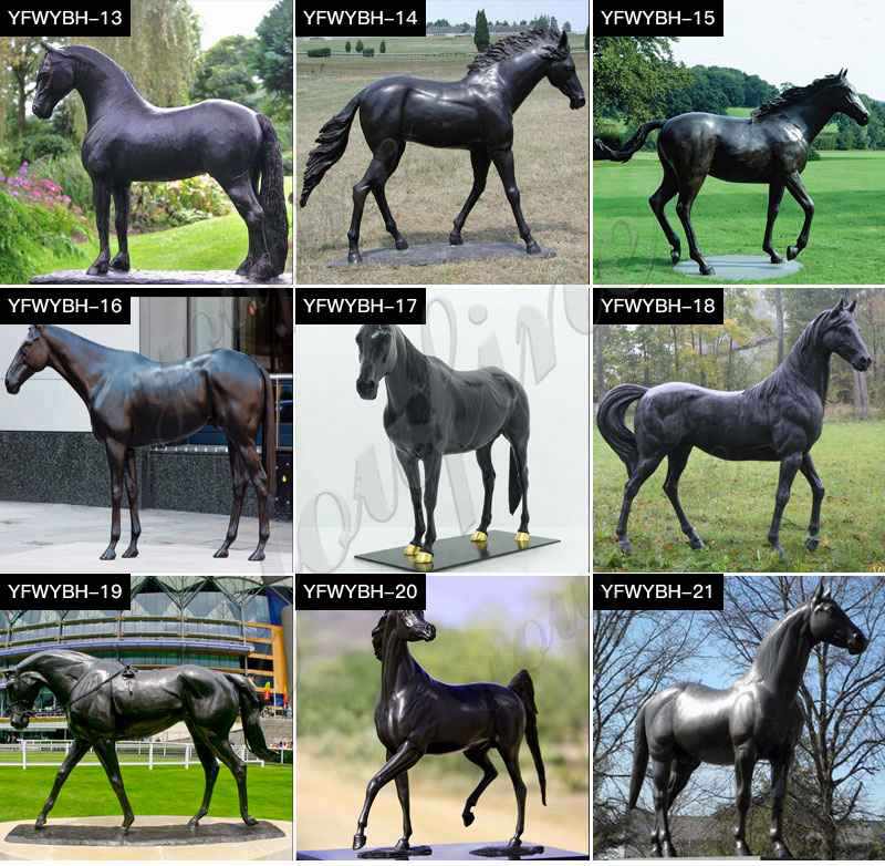 Life Size Black Bronze Standing Horse Statues