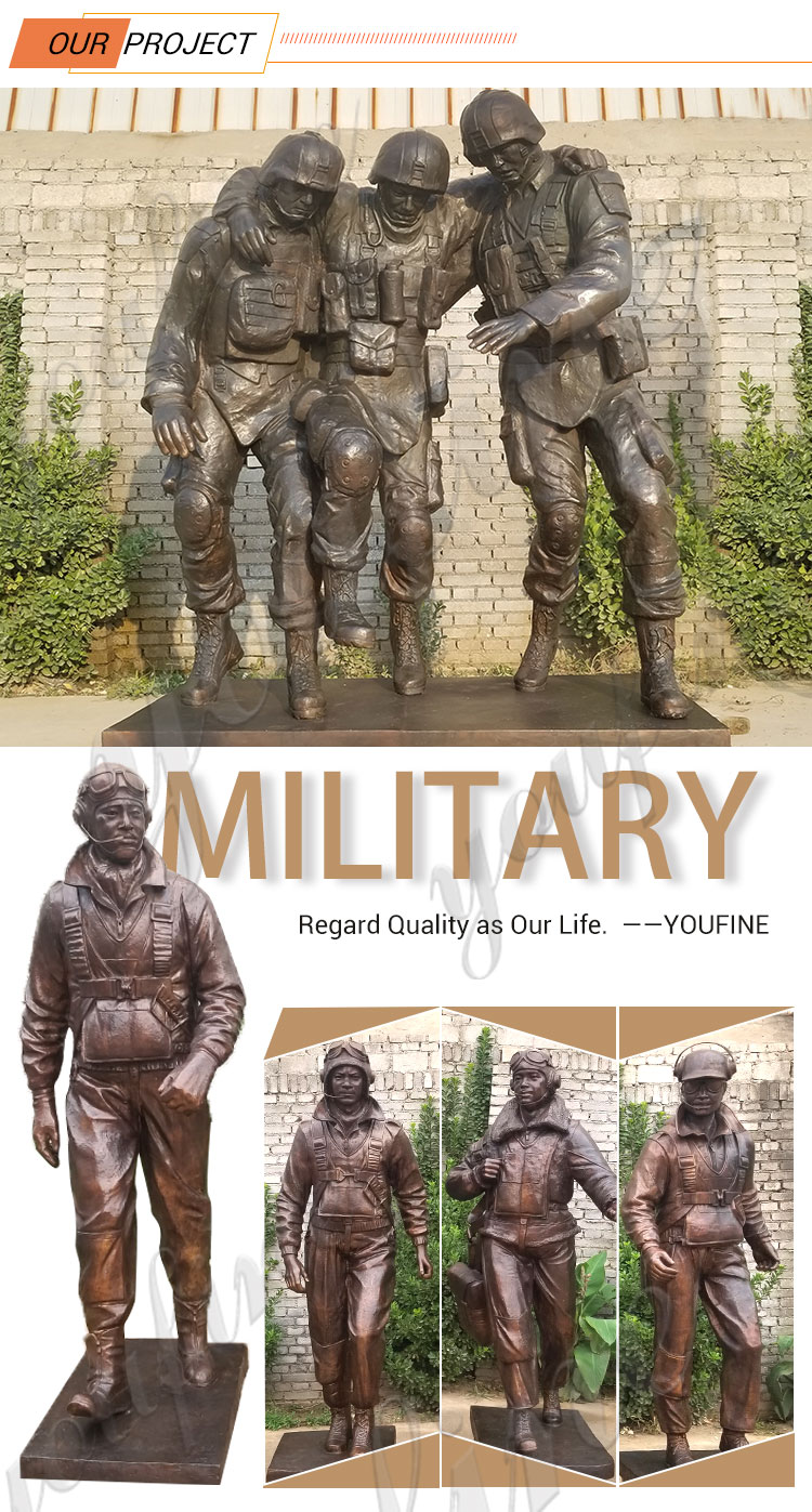 Life Size Memorial Bronze Soldier with Gun Statue BOKK-50 - Bronze Military Statues - 3