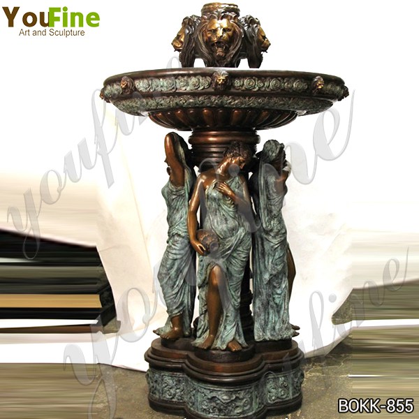 Outdoor Bronze Garden Fountain with Maiden Statues