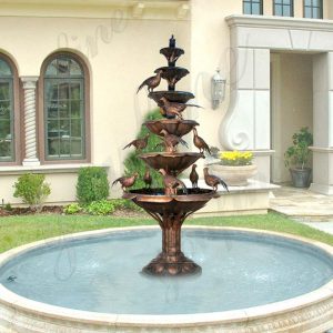 Outdoor Tiered Bronze Fountain with Pelican Statue for Sale BOKK-854