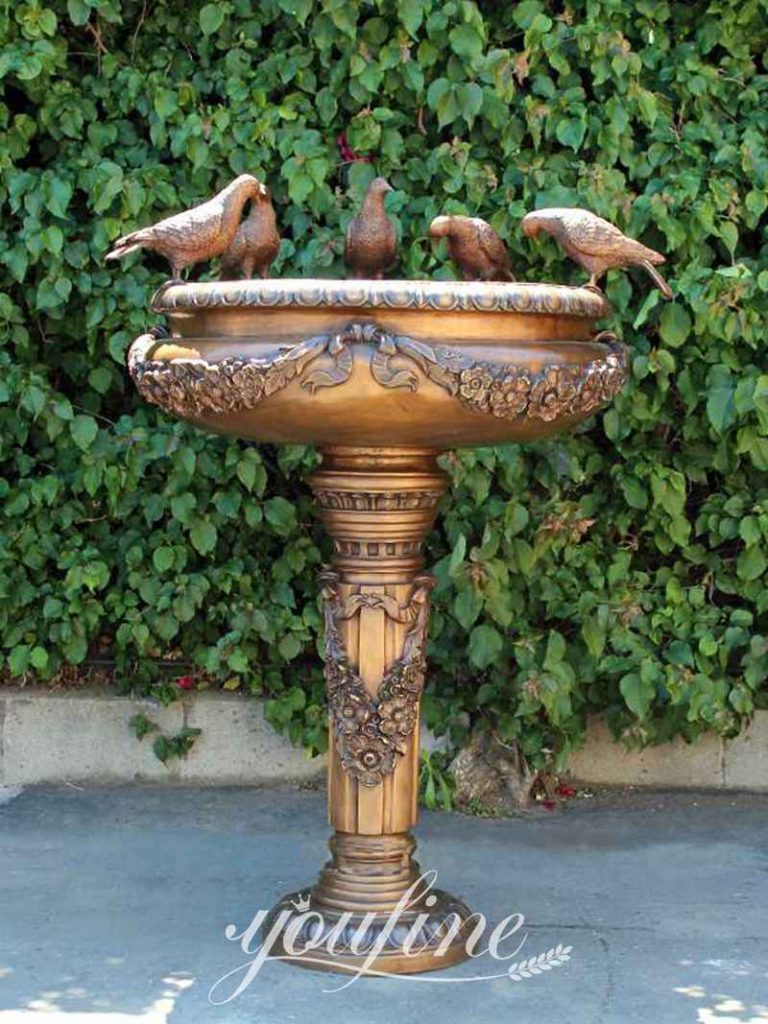 bronze birds bath bowl-YouFine Sculpture