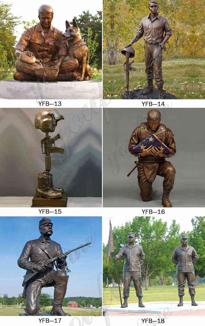 Memorial Bronze Kneeling Soldier Statue at Soviet War from Factory BOKK-878 - Bronze Military Statues - 2