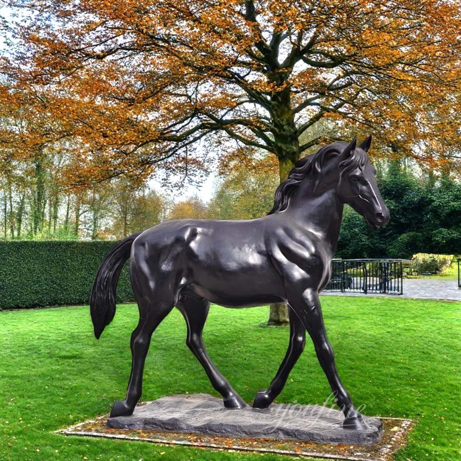 lifesize black standing horse statue