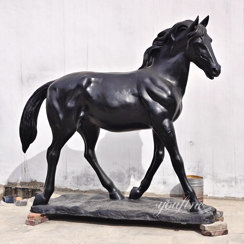 Lifesize Standing Bronze Black Horse Statue BOKK-734 - Bronze Horse Statues - 2