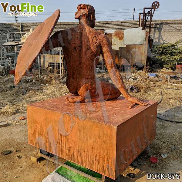 Antique Bronze Man with Dagger and Shield Statue for Sale