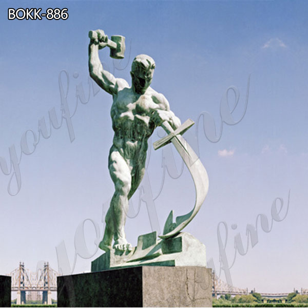 Antique Bronze Swords to Ploughshares Sculpture on Sale