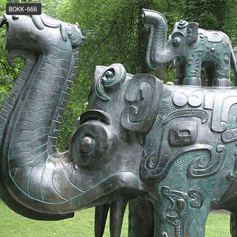 Bronze Elephant Sculpture of Da Tung and Xi'an Bao Bao for Sale