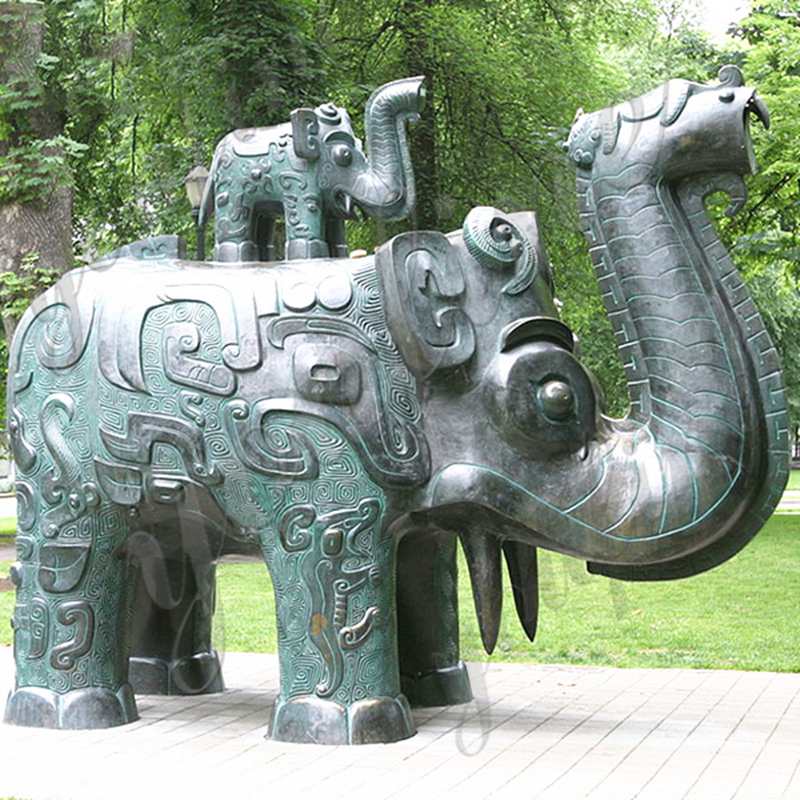 Large Bronze Trunk Up Elephant Statues BOKK-386 - Bronze Elephant Statue - 9