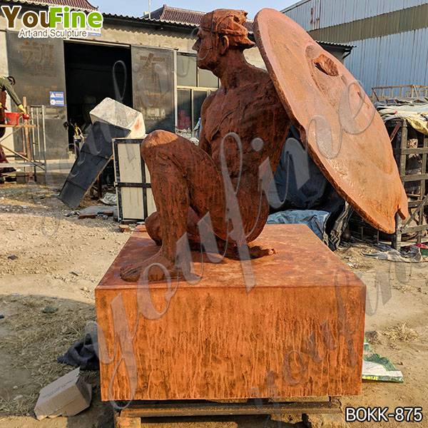 Bronze Man with Dagger and Shield Statue for Sale