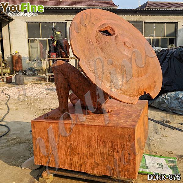 Bronze Man with Dagger and Shield Statue