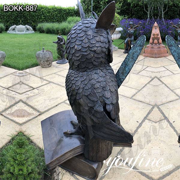 Bronze Owl Standing on Book Statue