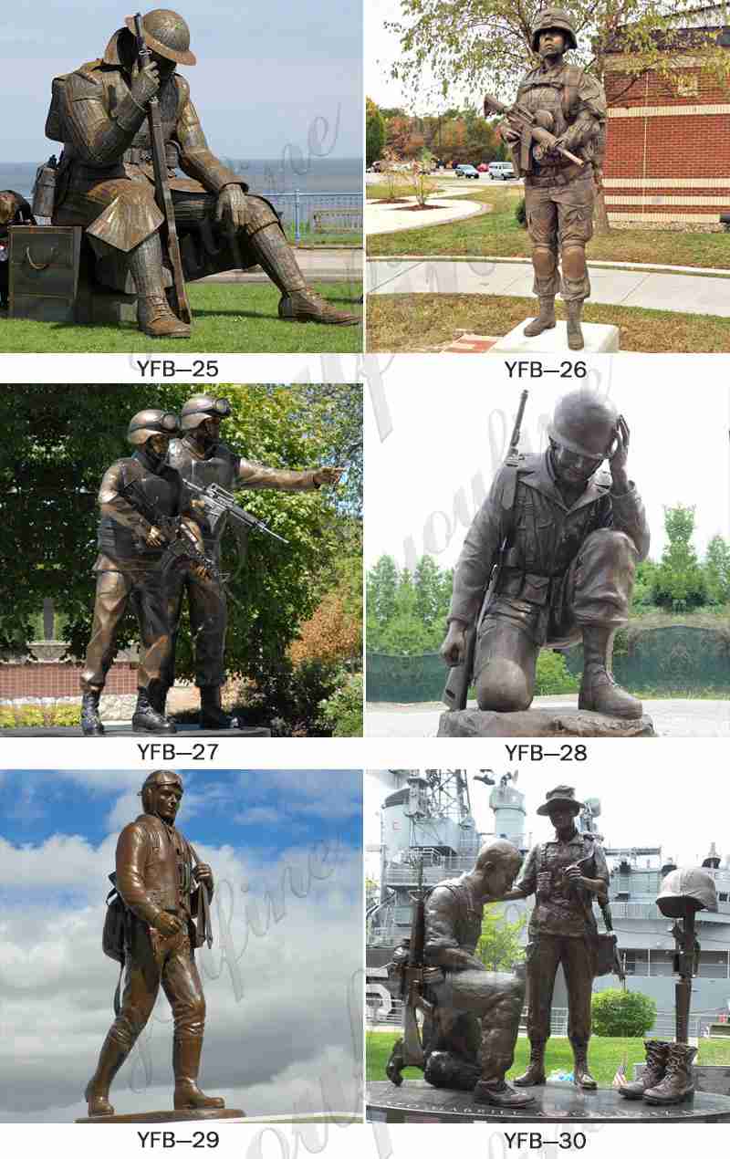 Bronze military memorial statue