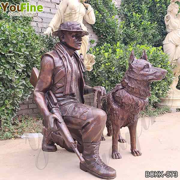 Bronze soldier and dog statue