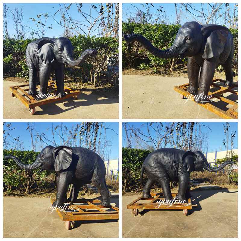 Large Bronze Trunk Up Elephant Statues BOKK-386 - Bronze Elephant Statue - 12